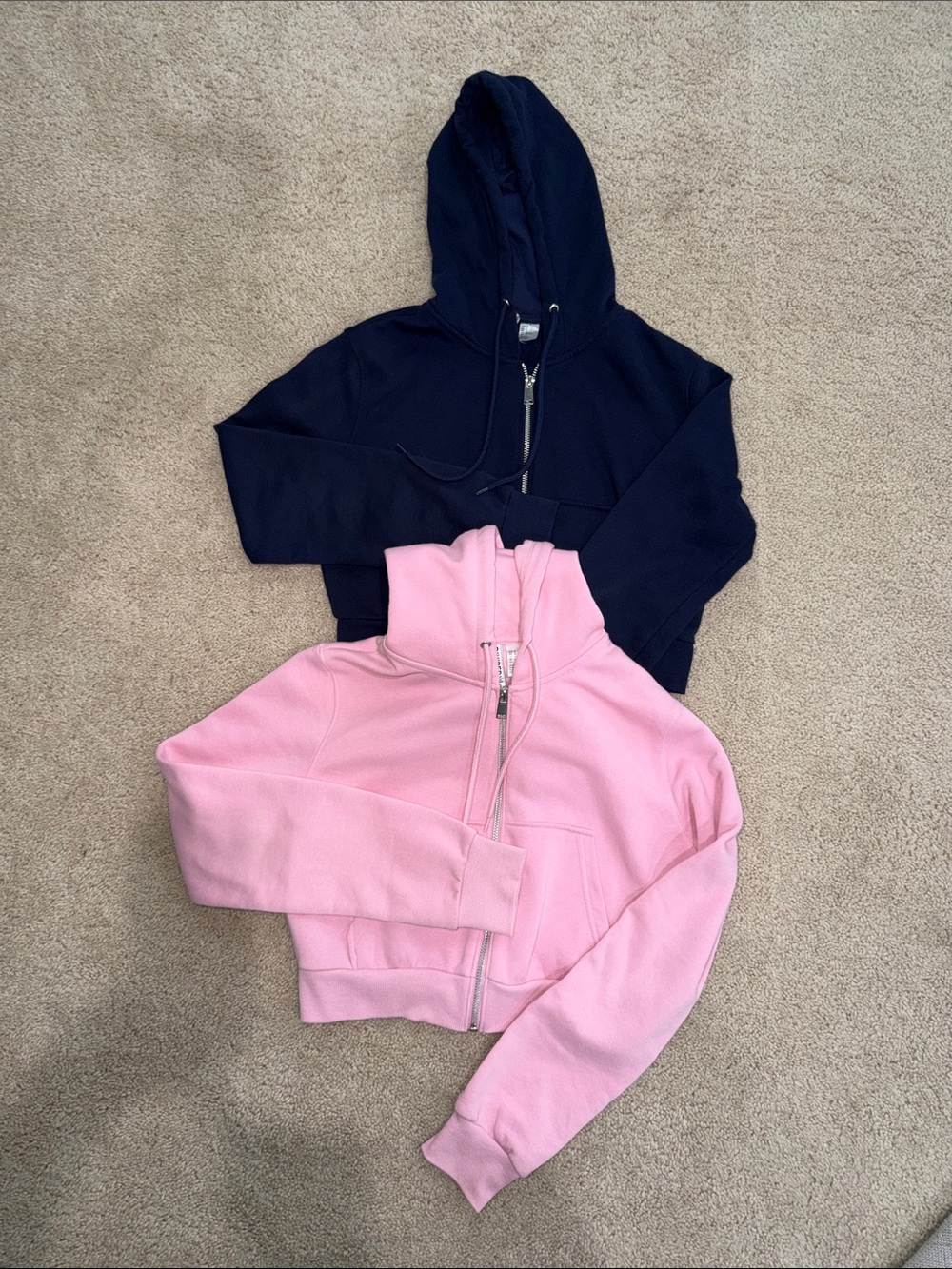 H&M Navy & Pink Half-Zip Hoodies Sweatshirt Duo